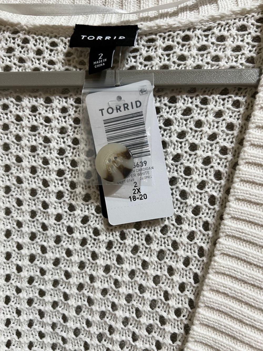 Torrid Whisper White Crochet Cotton Cardigan Sweater Size 2X Boho Coastal - Picture 3 of 10